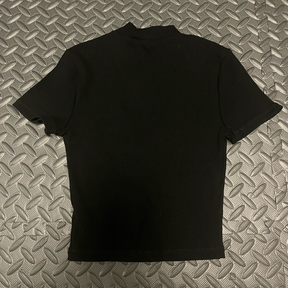 Naked Wardrobe Black Crop Short Sleeve 3/4 Zip Up Tee